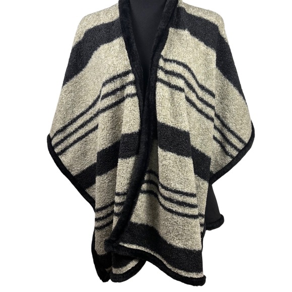 RACHEL Rachel Roy Sweaters - Rachel Roy Cape Poncho OS Luxe Boho Wrap Shawl Neutral Cozy Black Hygge NWT